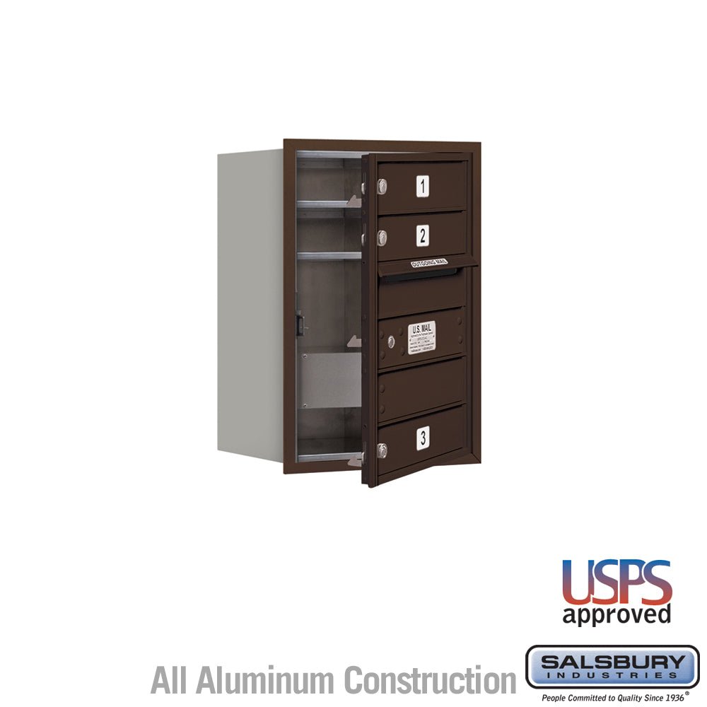 6 Door High Recessed Mounted 4C Horizontal Mailbox with USPS Access - Bronze