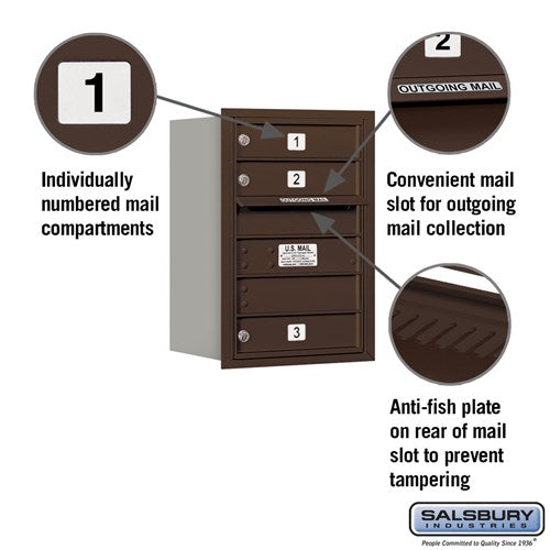 6-Door High Recessed Mounted Bronze Mailbox with Private Rear Loading Access