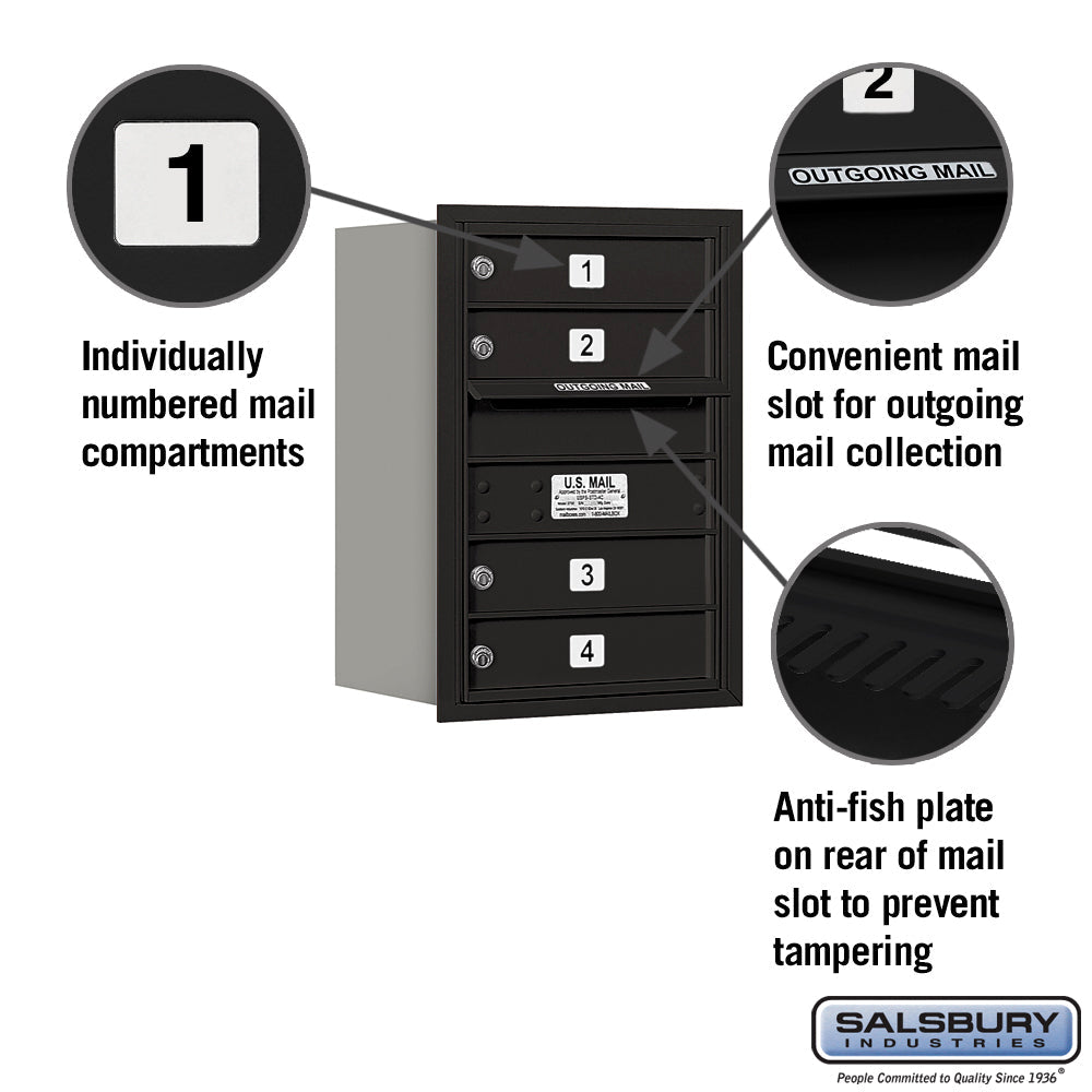 6 Door High Recessed Mounted 4C Horizontal Mailbox with Private Access - Rear Loading