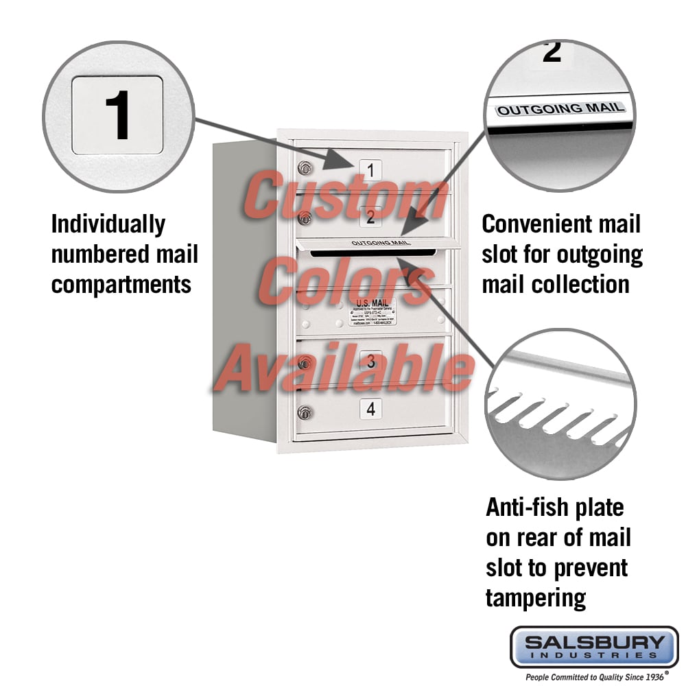 Recessed Mounted 4C Horizontal Mailbox - 6 Door High Unit - Rear Loading - Private Access