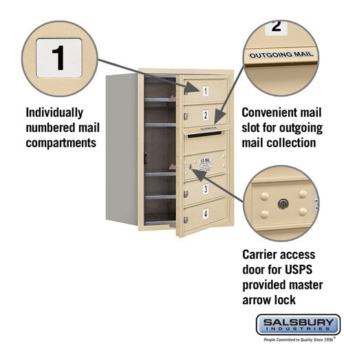6-Door High Recessed Mounted 4C Horizontal Mailbox with USPS Access - Sandstone