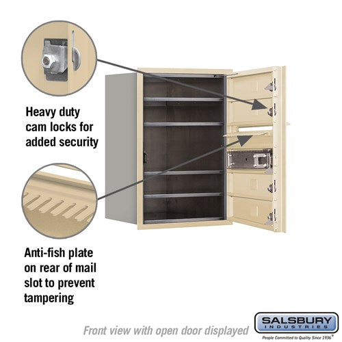 6-Door High Recessed Mounted 4C Horizontal Mailbox with USPS Access - Sandstone