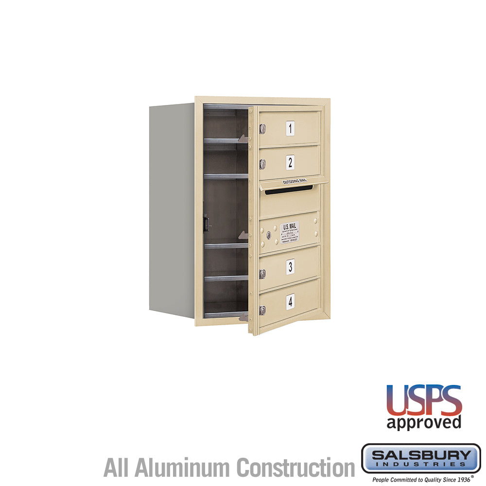 6-Door High Recessed Mounted 4C Horizontal Mailbox with USPS Access - Sandstone