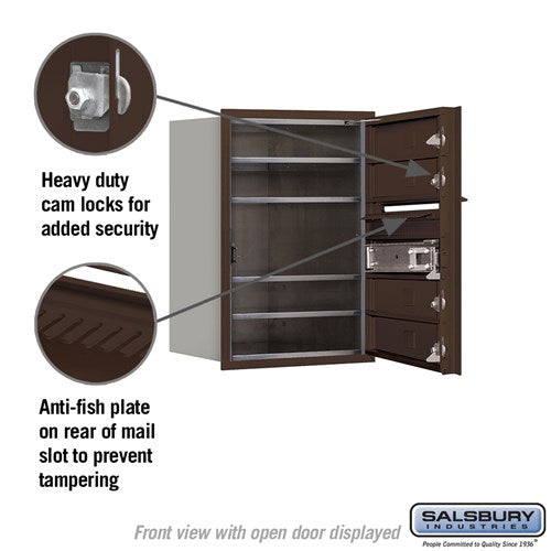6 Door High Recessed Mounted 4C Horizontal Mailbox with USPS Access - Bronze