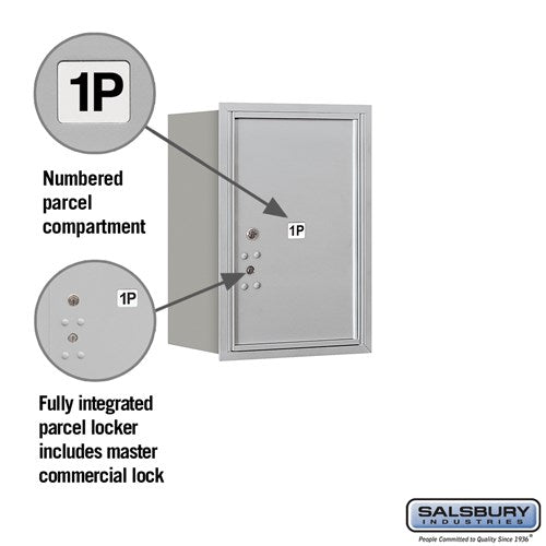 6 Door High Recessed Mounted 4C Horizontal Parcel Locker with USPS Access - Rear Loading