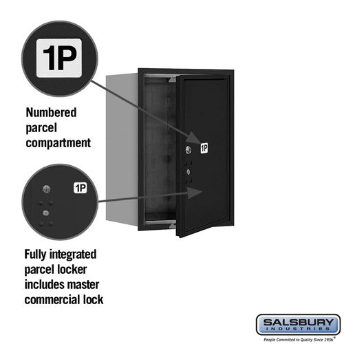 6-Door High Recessed Mounted Parcel Locker with Private Access - Black