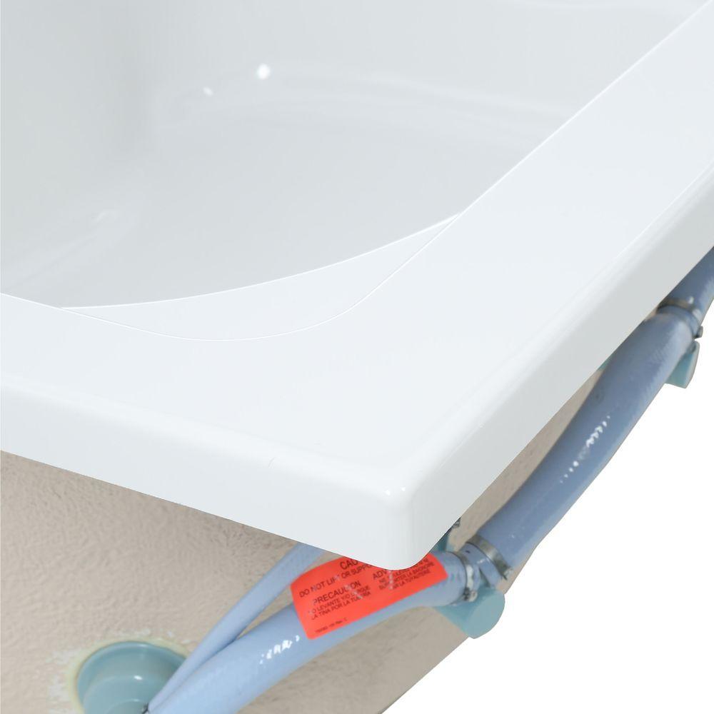 Cadet 60 in. x 42 in. Reversible Drain EverClean Whirlpool Tub in White - Super Arbor