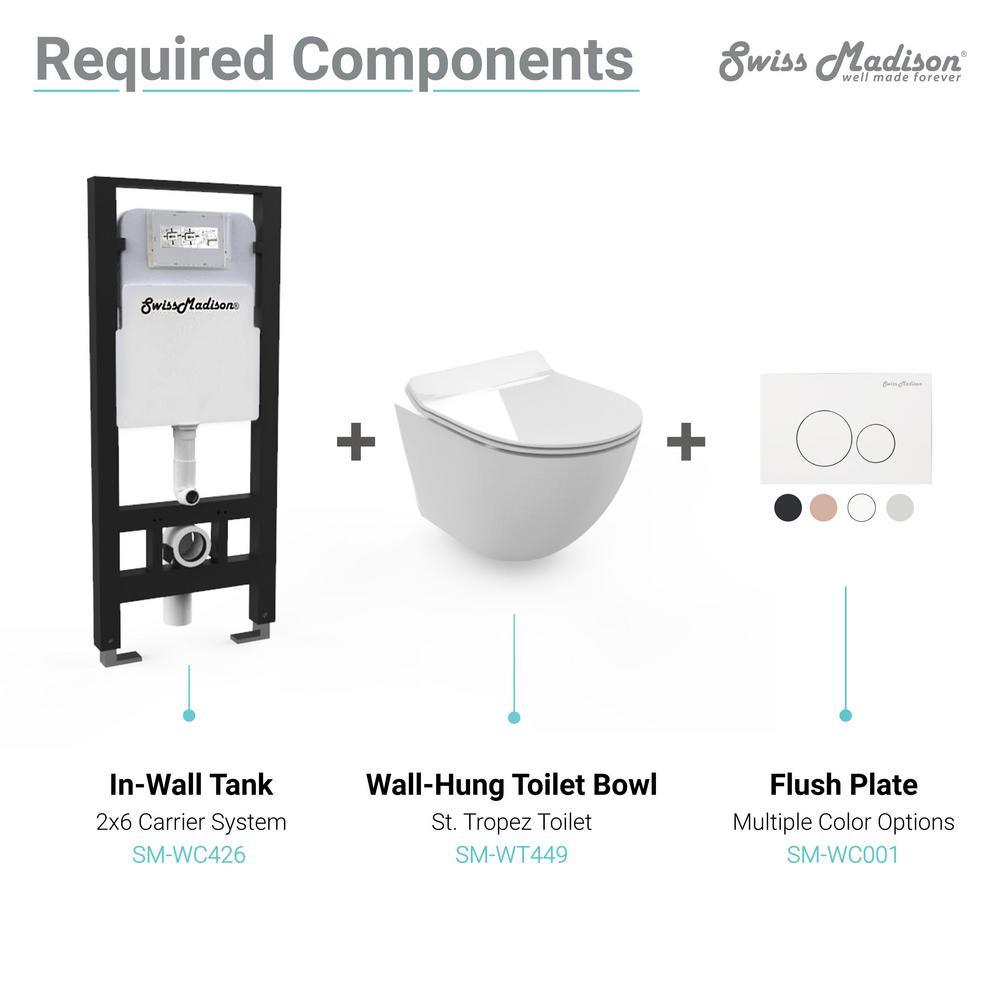 St. Tropez Wall Hung Toilet Bowl 0.8/1.28 GPF Dual Flush Elongated in White - Super Arbor