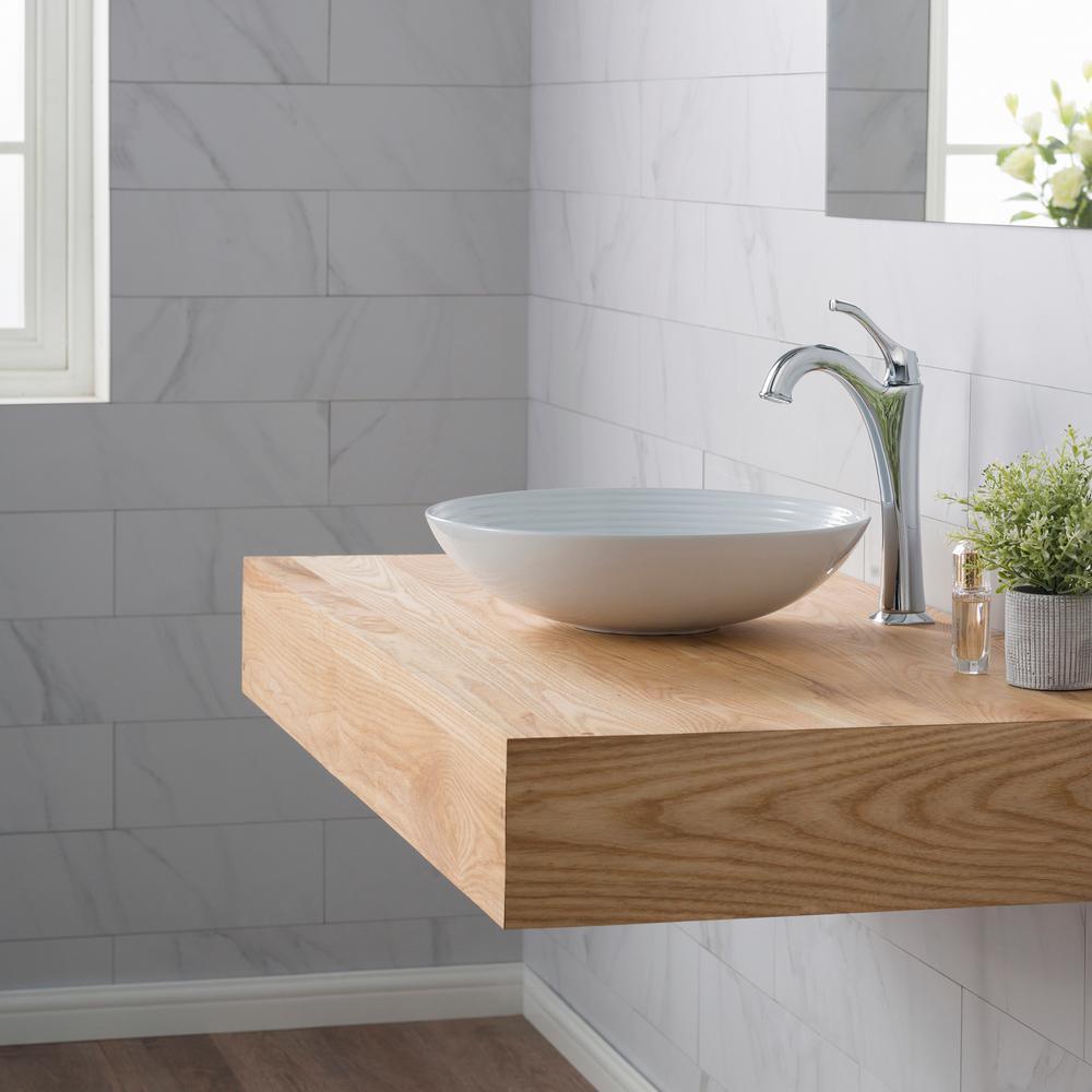 Viva 16-1/2 in. Round Porcelain Ceramic Vessel Sink in White - Super Arbor