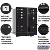 10 Door High Recessed Mounted 4C Horizontal Parcel Locker with 2 Parcel Lockers in Black - USPS Access