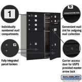 10 Door High Recessed Mounted 4C Horizontal Mailbox with Parcel Lockers - Black - USPS Access