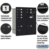 10 Door High Recessed Mounted 4C Horizontal Mailbox with Parcel Lockers - Rear Loading