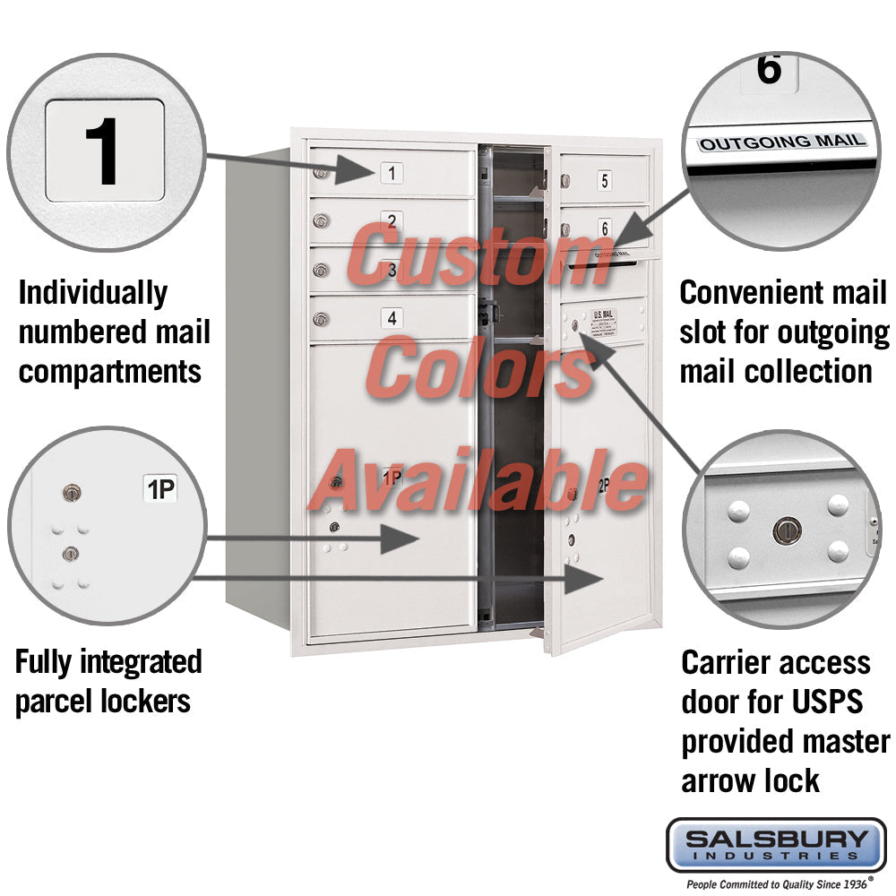 Recessed Mounted 4C Horizontal Mailbox - 10 Door High Unit with Parcel Lockers