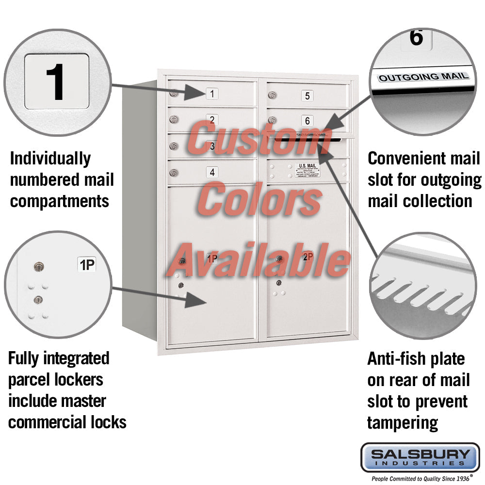Recessed Mounted 4C Horizontal Mailbox - 10 Door High Unit - Double Column - Rear Loading - Private Access
