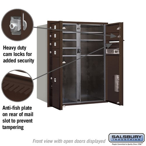 10 Door High Recessed Mounted Mailbox with Parcel Lockers - Bronze