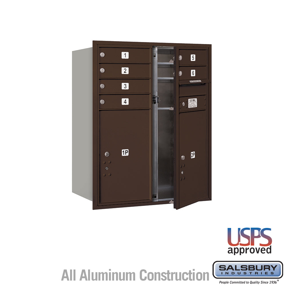 10 Door High Recessed Mounted 4C Horizontal Mailbox with Parcel Lockers in Bronze - USPS Approved