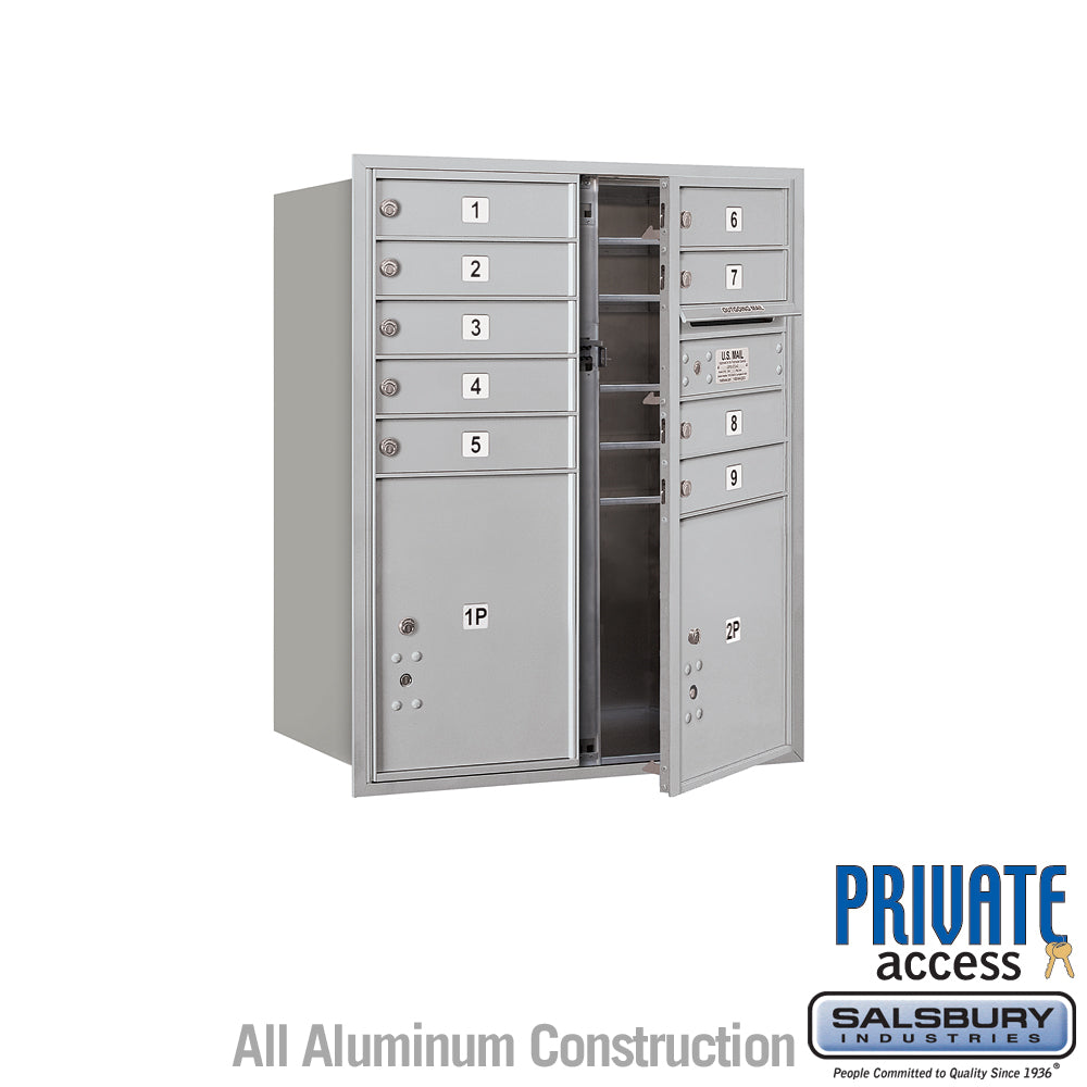 10 Door High Recessed Mounted 4C Horizontal Mailbox with Parcel Lockers - Private Access