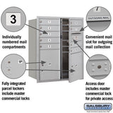 10 Door High Recessed Mounted 4C Horizontal Mailbox with Parcel Lockers - Private Access