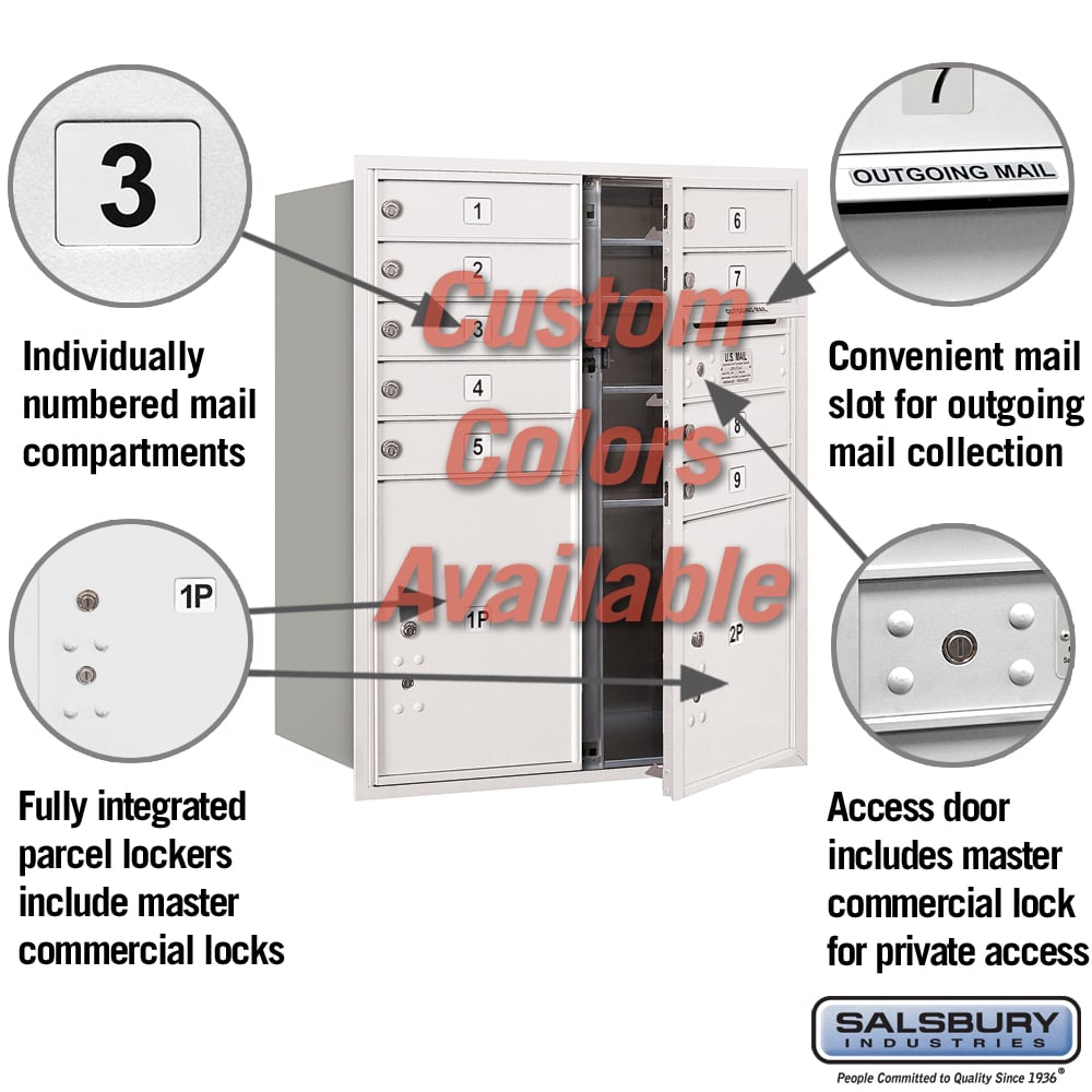 Recessed Mounted 4C Horizontal Mailbox - 10 Door High Unit - Double Column - Front Loading - Private Access