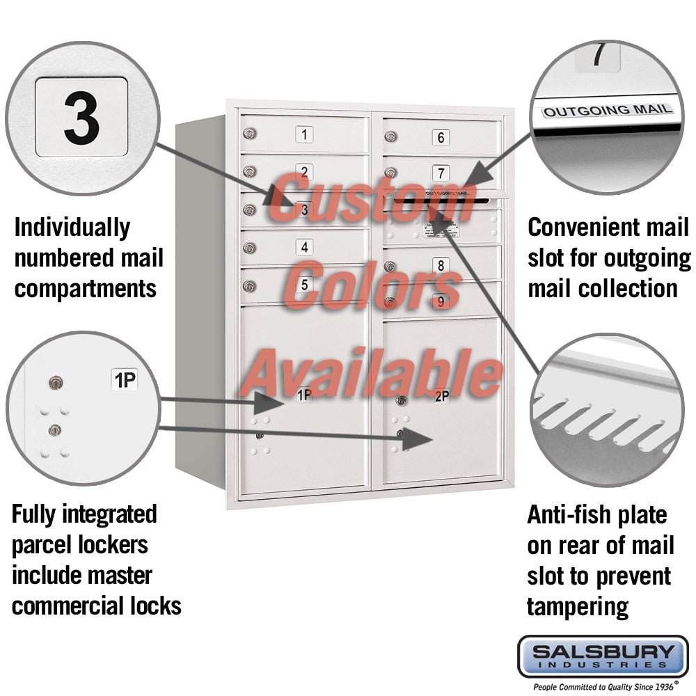 Recessed Mounted 4C Horizontal Mailbox - 10 Door High Unit - Double Column - Rear Loading - Private Access