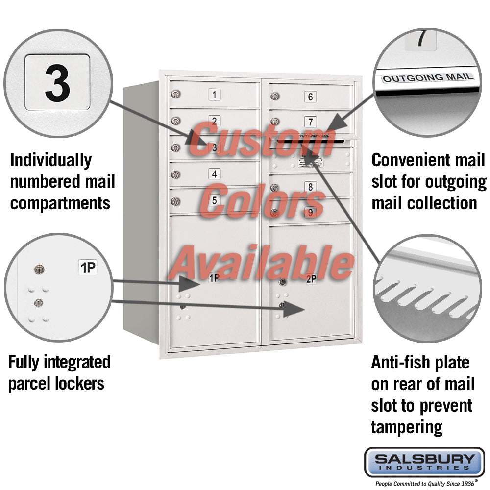 Recessed Mounted 4C Horizontal Mailbox - 10 Door High Unit, Double Column, Rear Loading, USPS Approved