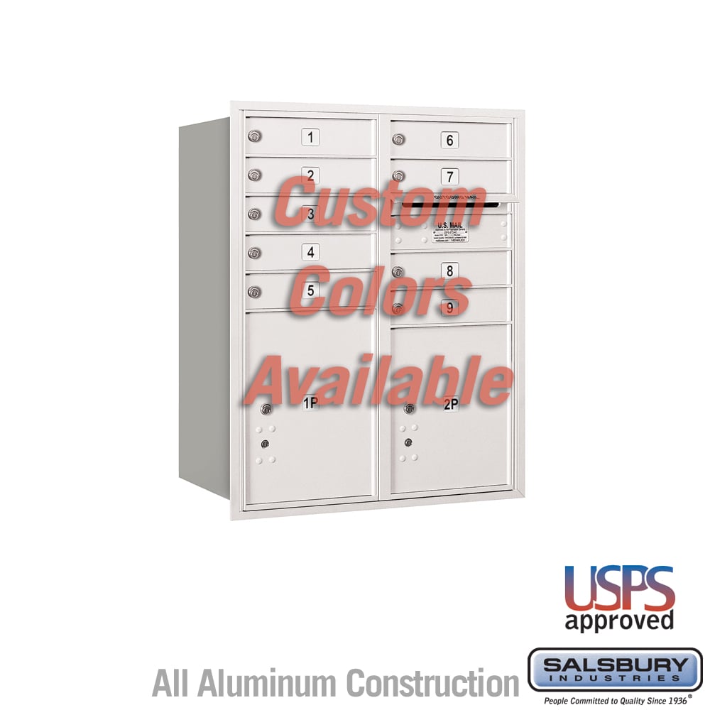 Recessed Mounted 4C Horizontal Mailbox - 10 Door High Unit, Double Column, Rear Loading, USPS Approved