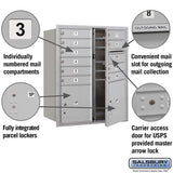 10 Door High Recessed Mounted 4C Horizontal Mailbox with Parcel Lockers - Front Loading