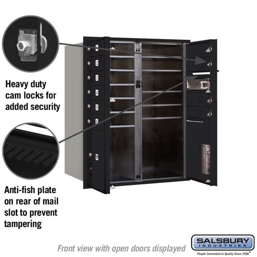 10 Door High Recessed Mounted 4C Horizontal Mailbox with Parcel Lockers - Black - Private Access