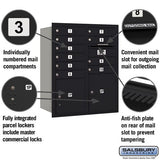 10 Door High Recessed Mounted 4C Horizontal Mailbox with Parcel Lockers - Black - Rear Loading