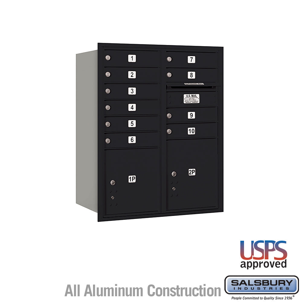 10 Door High Recessed Mounted 4C Horizontal Mailbox with Parcel Lockers - Rear Loading