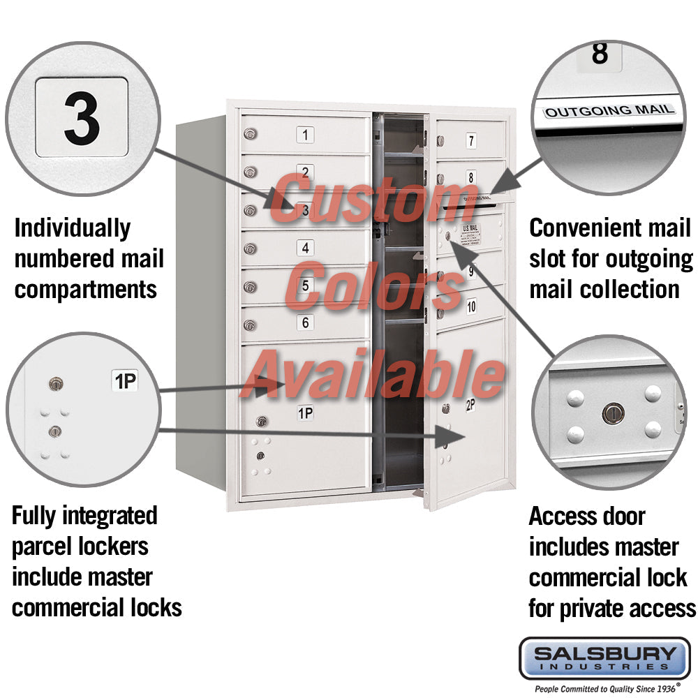 Recessed Mounted 4C Horizontal Mailbox - 10 Door High Unit - Double Column - Custom Color - Front Loading - Private Access