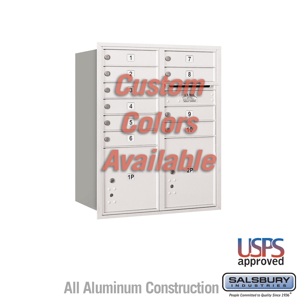 Recessed Mounted 4C Horizontal Mailbox - 10 Door High Unit, Double Column, Rear Loading