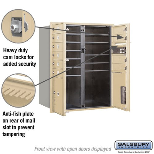 10 Door High Recessed Mounted 4C Horizontal Mailbox with Parcel Lockers in Sandstone - Private Access