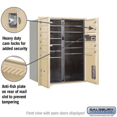 10 Door High Recessed Mounted 4C Horizontal Mailbox with Parcel Lockers - Sandstone