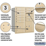 10 Door High Recessed Mounted 4C Horizontal Mailbox with Parcel Lockers - Rear Loading