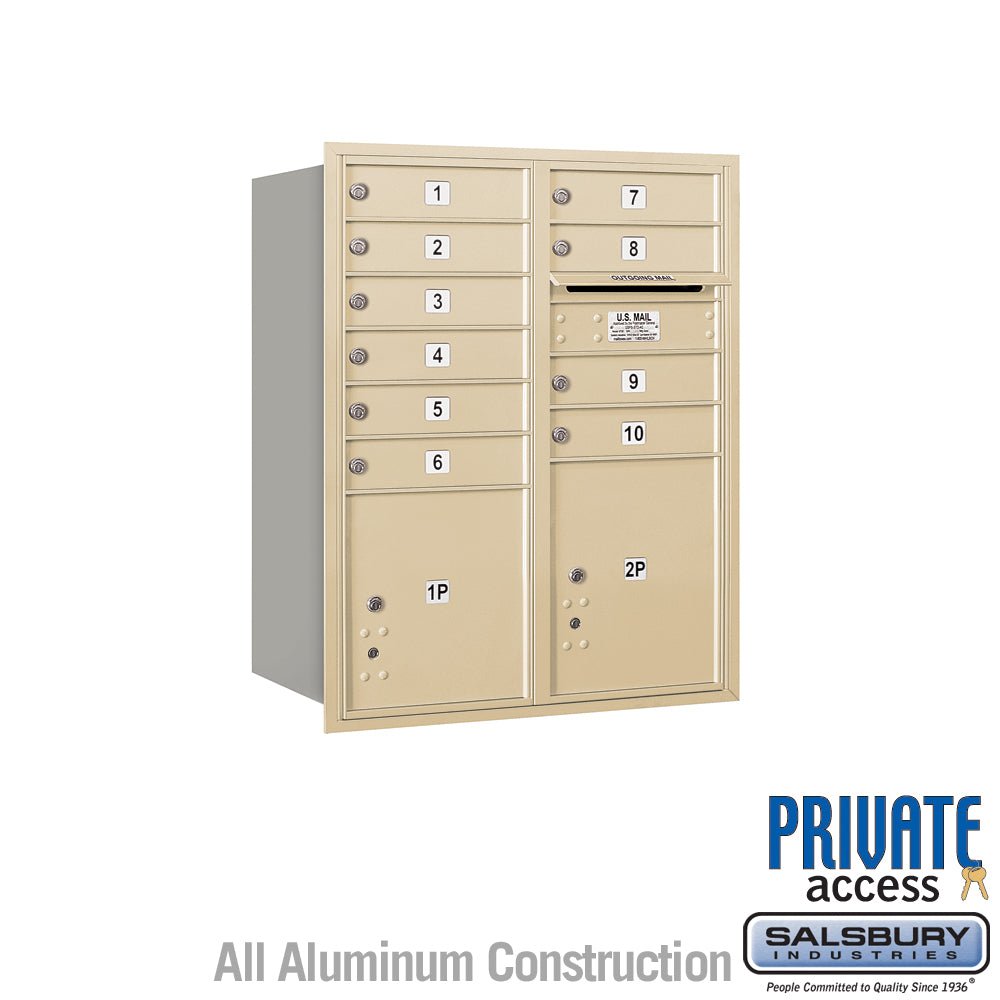 10 Door High Recessed Mounted 4C Horizontal Mailbox with Parcel Lockers - Rear Loading