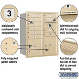 10 Door High Recessed Mounted 4C Horizontal Mailbox with Parcel Lockers - Rear Loading