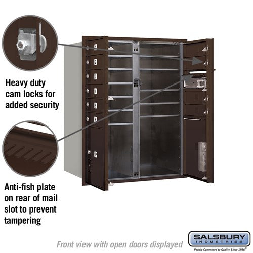 10 Door High Recessed Mounted 4C Horizontal Mailbox with Parcel Lockers - Bronze - Private Access