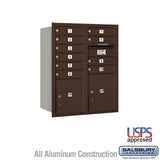10 Door High Recessed Mounted 4C Horizontal Mailbox with Parcel Lockers - Bronze - USPS Approved