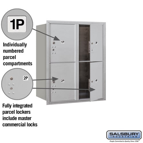 10 Door High Recessed Mounted 4C Horizontal Parcel Locker with 4 Parcel Lockers - Front Loading