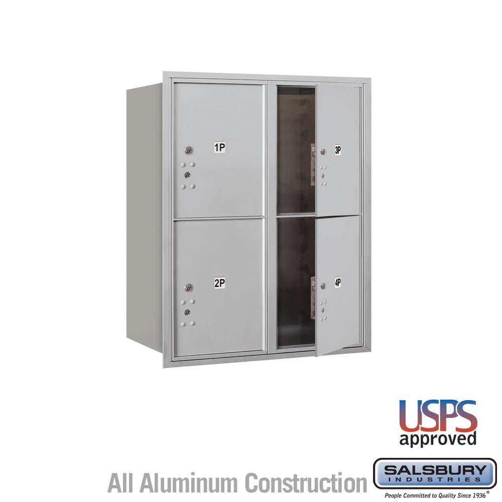 10 Door High Recessed Mounted 4C Horizontal Parcel Locker with 4 Parcel Lockers - Front Loading