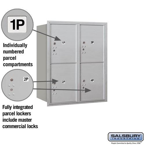 10-Door High Recessed Mounted Parcel Locker with Rear Loading