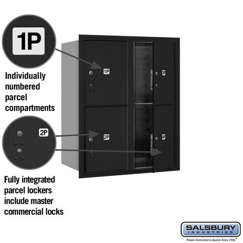 10 Door High Recessed Mounted 4C Horizontal Parcel Locker with 4 Parcel Lockers - Front Loading