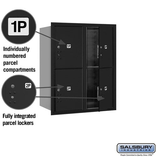 10 Door High Recessed Mounted 4C Horizontal Parcel Locker with 4 Parcel Lockers in Black - Front Loading