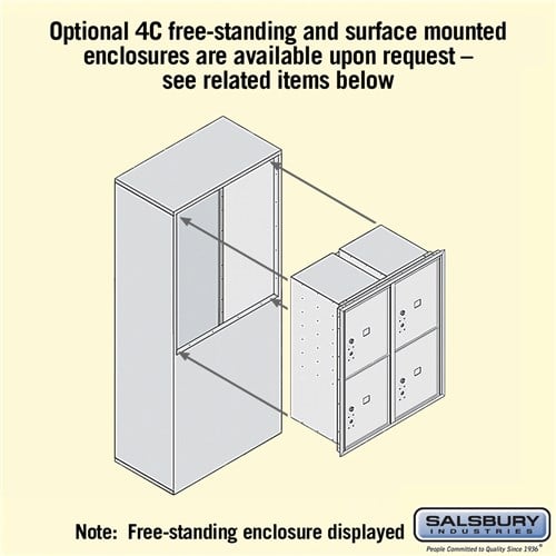 10 Door High Recessed Mounted 4C Horizontal Parcel Locker with 4 Parcel Lockers in Black - Front Loading