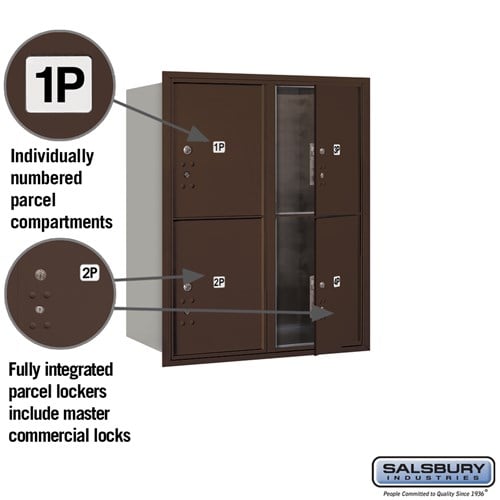 10 Door High Recessed Mounted 4C Horizontal Parcel Locker with 4 Parcel Lockers in Bronze - Front Loading