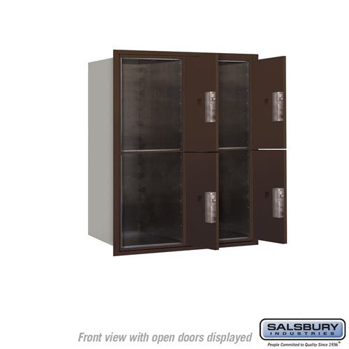 10 Door High Recessed Mounted 4C Horizontal Parcel Locker with 4 Parcel Lockers in Bronze - Front Loading