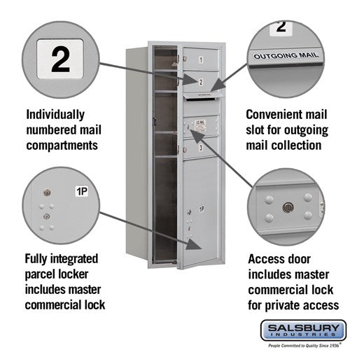 10 Door High Recessed Mounted 4C Horizontal Mailbox with Parcel Locker - Private Access