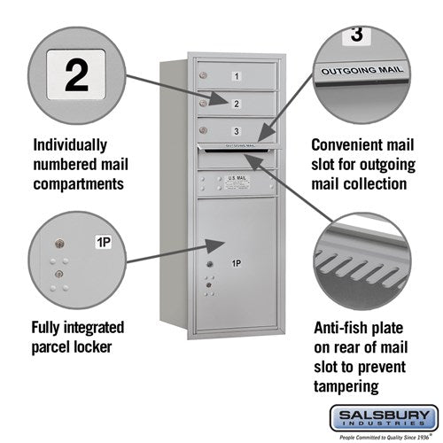 10 Door High Recessed Mounted 4C Horizontal Mailbox with Parcel Locker - Rear Loading