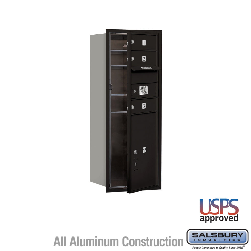 10 Door High Recessed Mounted 4C Horizontal Mailbox with Parcel Locker - Black